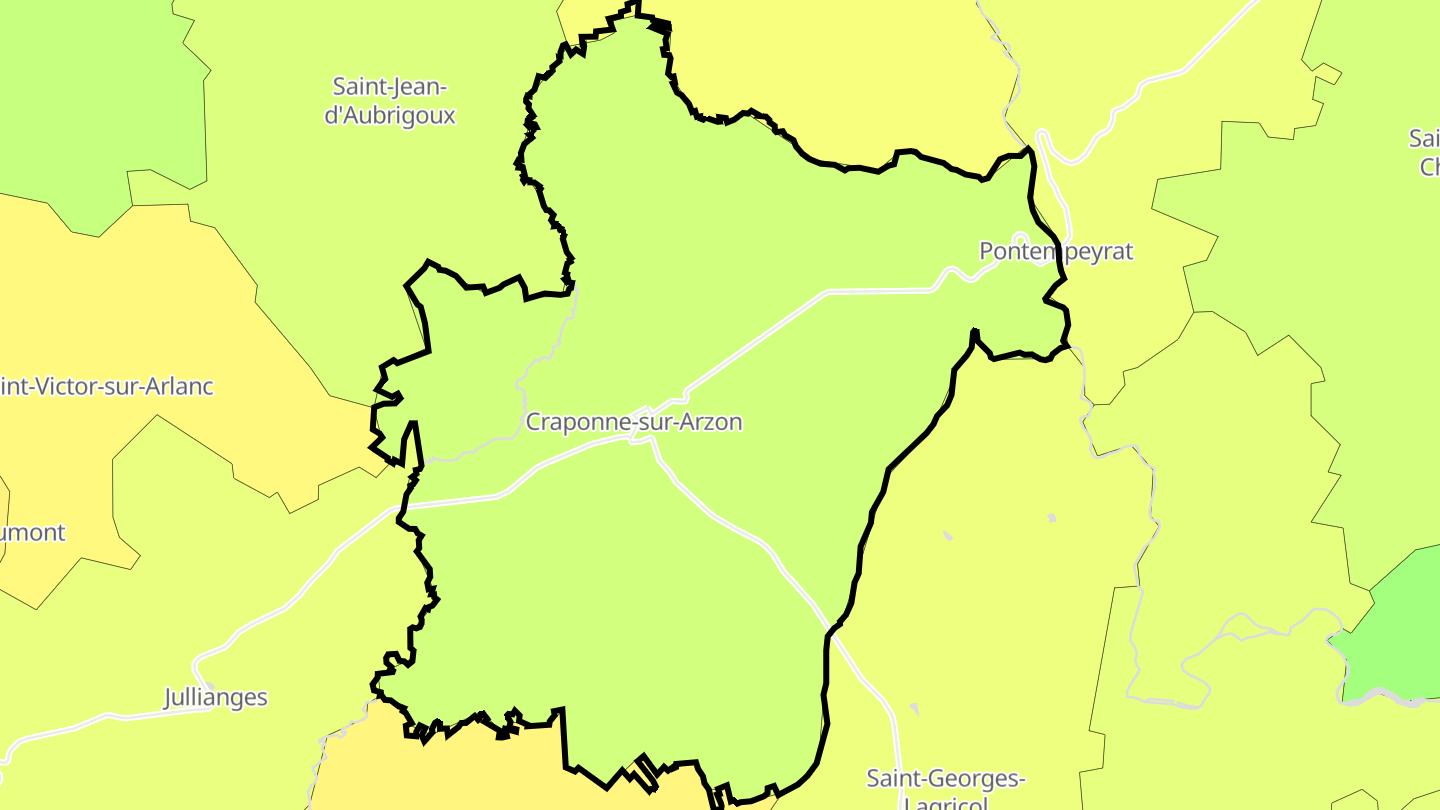 Carte des prix de l'immobilier Craponne-sur-Arzon