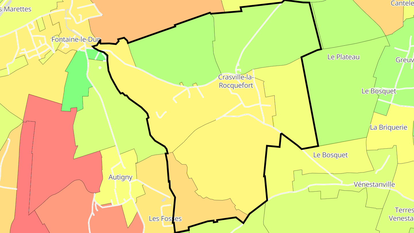 Carte des prix de l'immobilier Crasville-la-Rocquefort