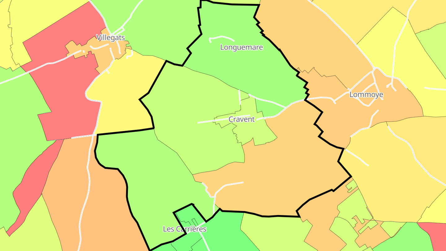 Carte des prix de l'immobilier Cravent