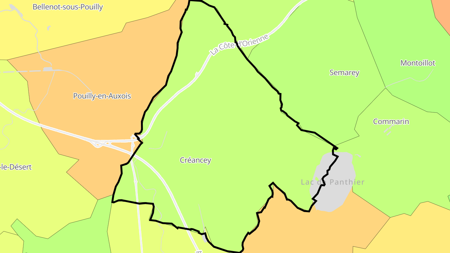 Carte des prix de l'immobilier Créancey
