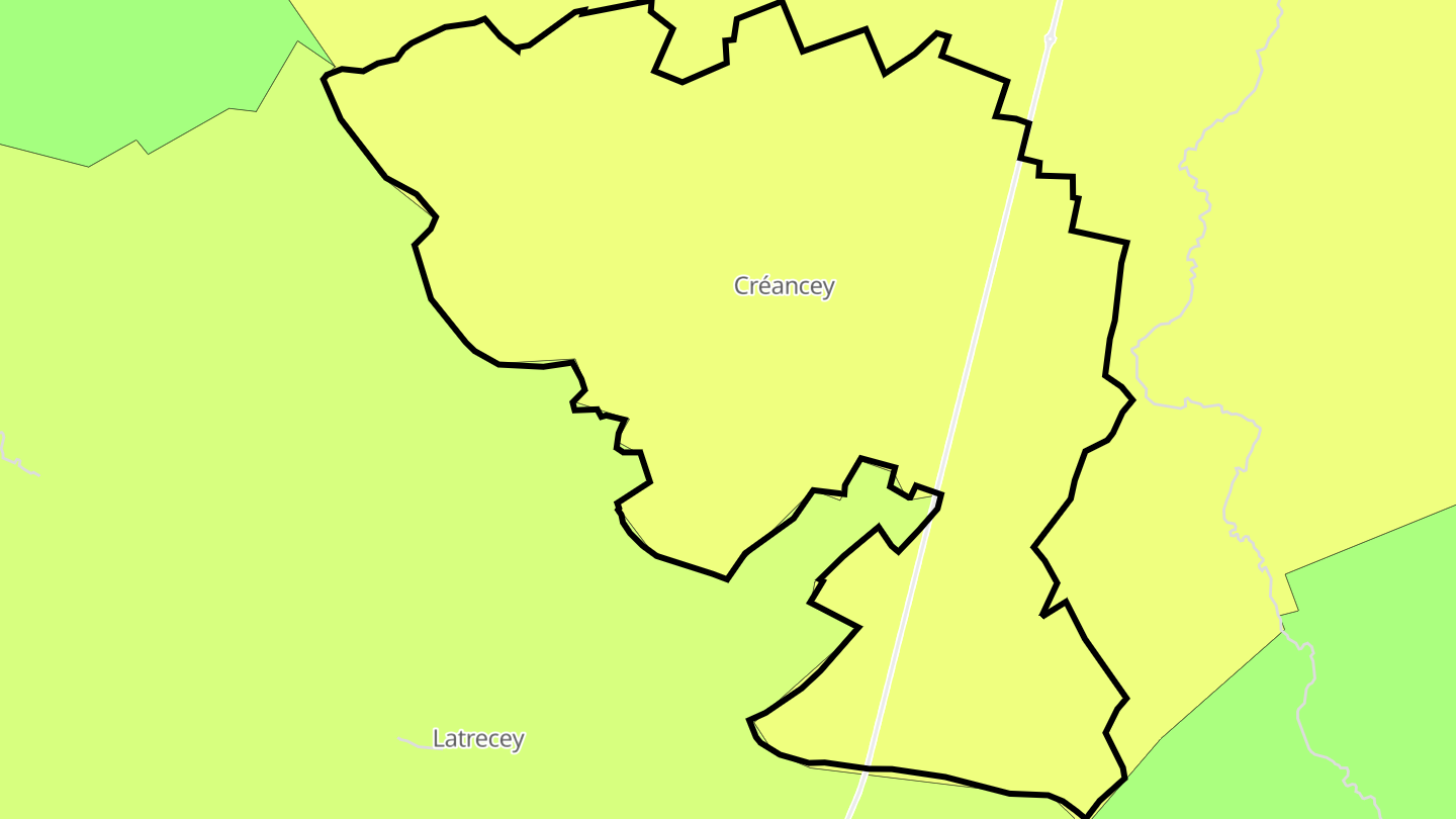 Carte des prix de l'immobilier Créancey
