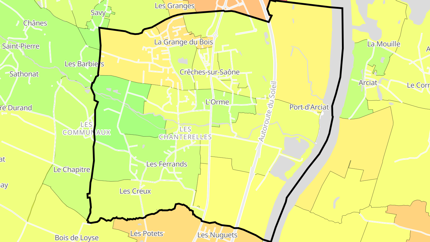 Carte des prix de l'immobilier Crêches-sur-Saône