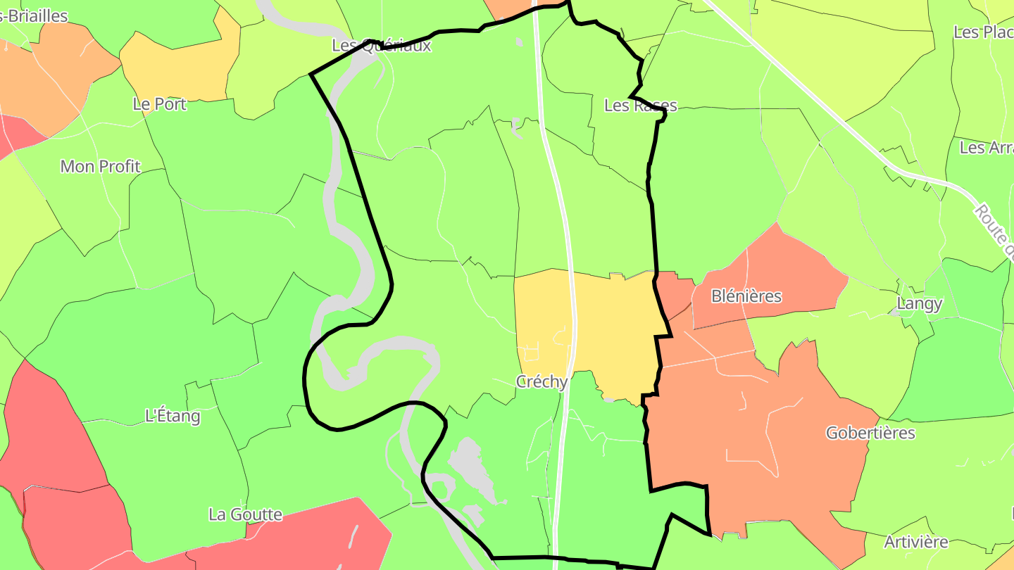 Carte des prix de l'immobilier Créchy