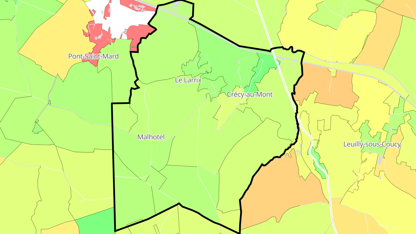 Carte des prix de l'immobilier Crécy-au-Mont