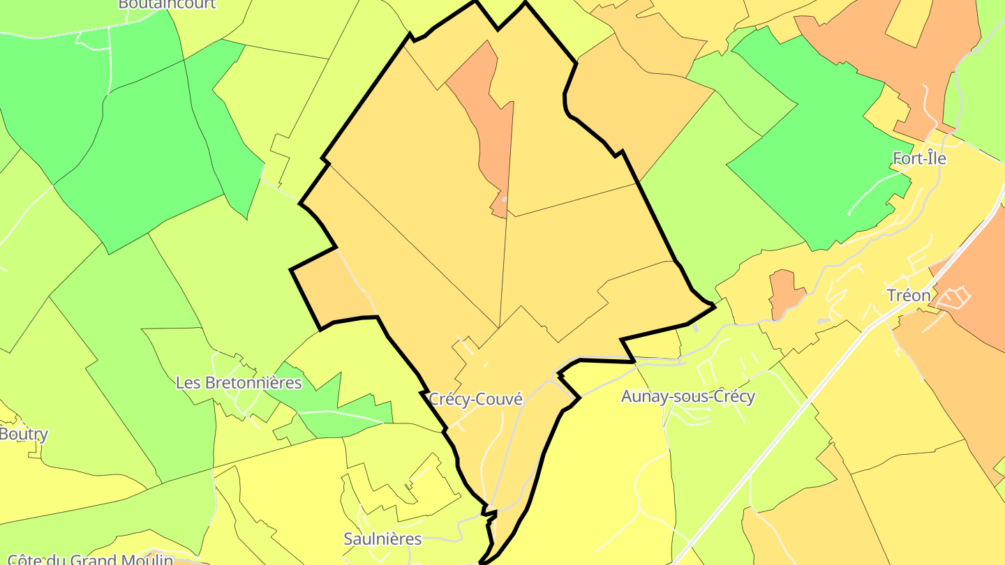 Carte des prix de l'immobilier Crécy-Couvé