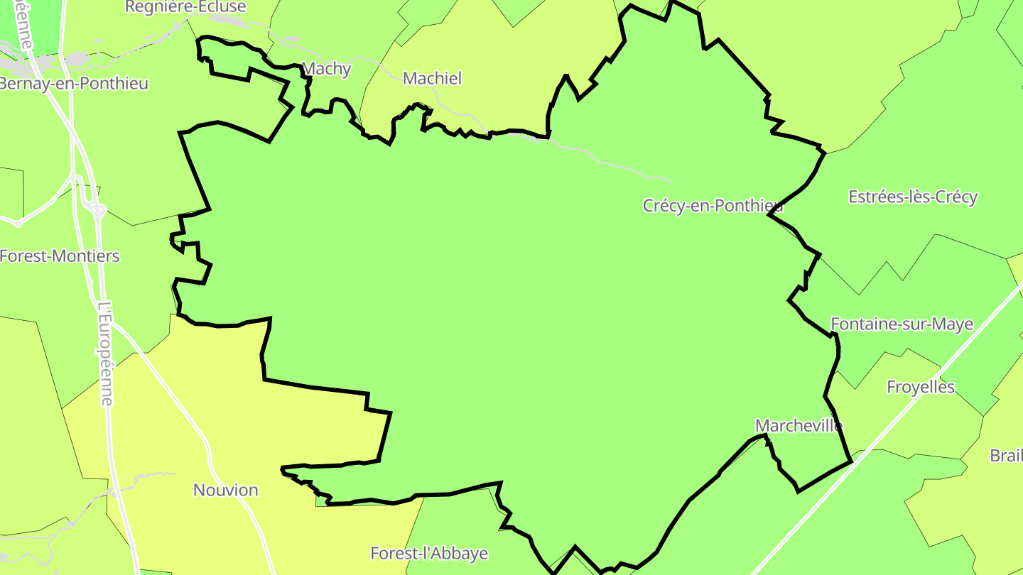 Carte des prix de l'immobilier Crécy-en-Ponthieu