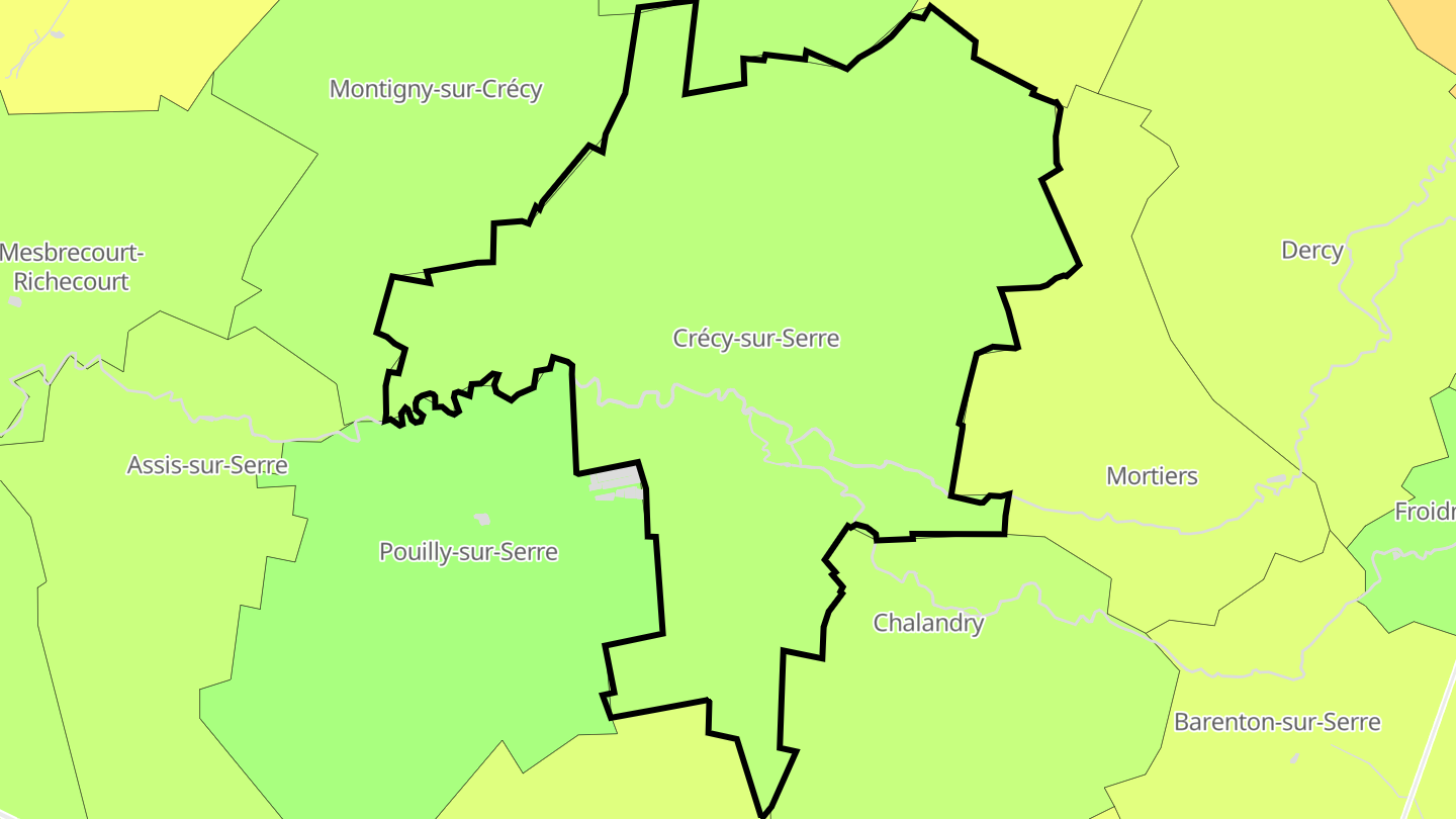 Carte des prix de l'immobilier Crécy-sur-Serre