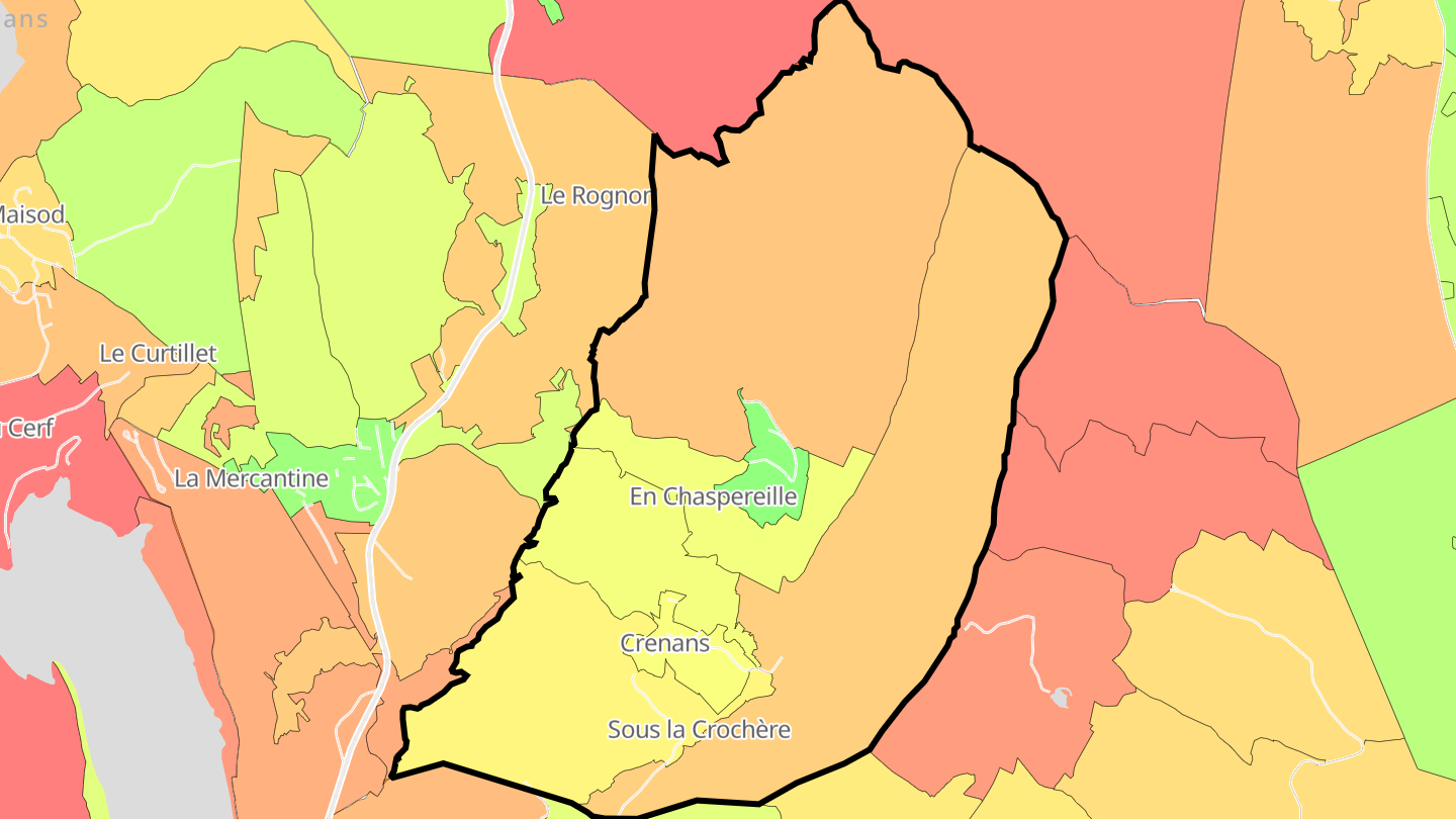 Carte des prix de l'immobilier Crenans