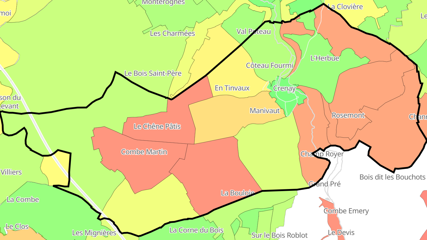Carte des prix de l'immobilier Crenay