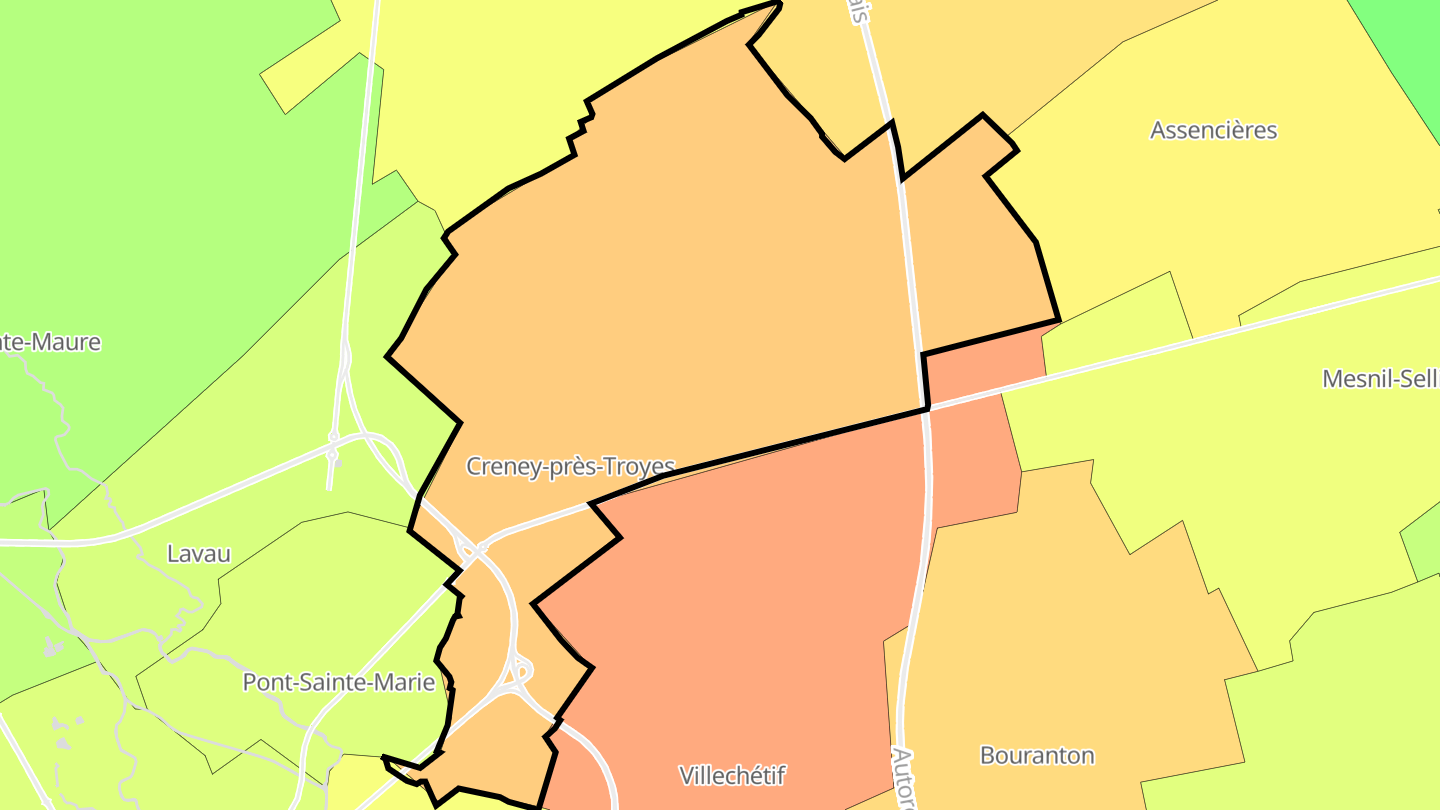 Carte des prix de l'immobilier Creney-près-Troyes