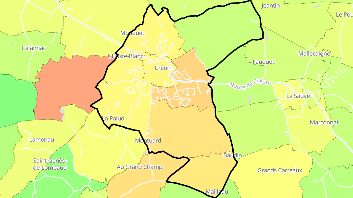 Carte des prix de l'immobilier Créon
