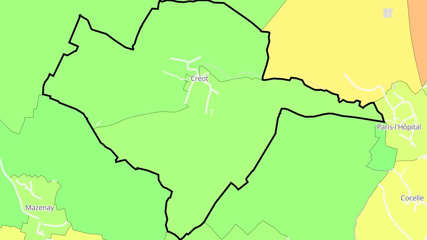 Carte des prix de l'immobilier Créot