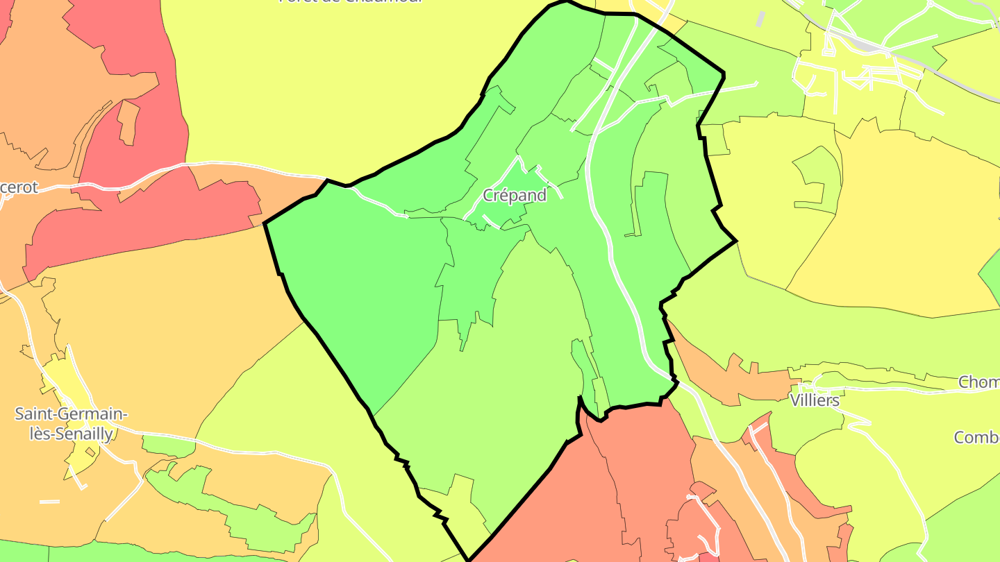 Carte des prix de l'immobilier Crépand