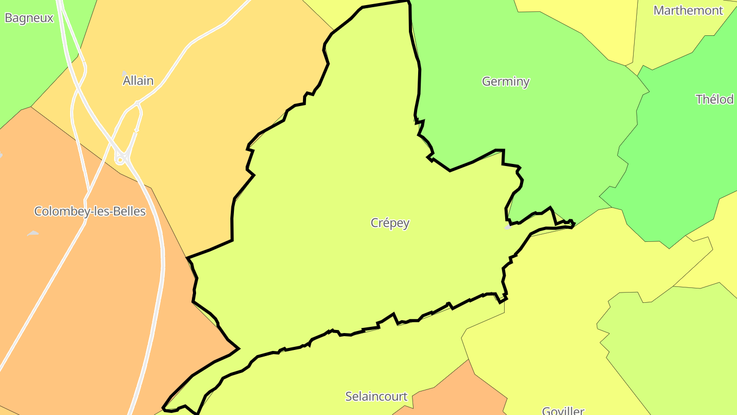 Carte des prix de l'immobilier Crépey