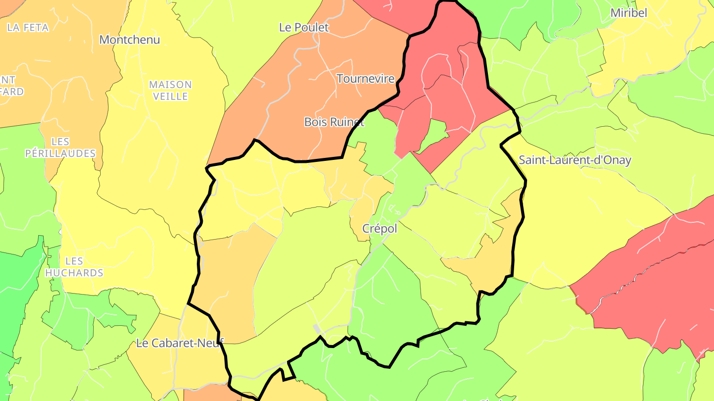 Carte des prix de l'immobilier Crépol