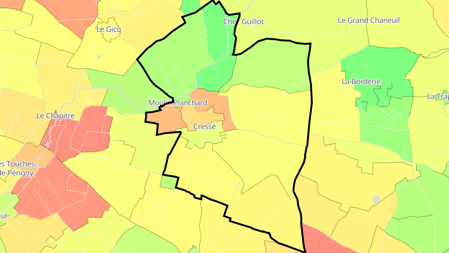 Carte des prix de l'immobilier Cressé
