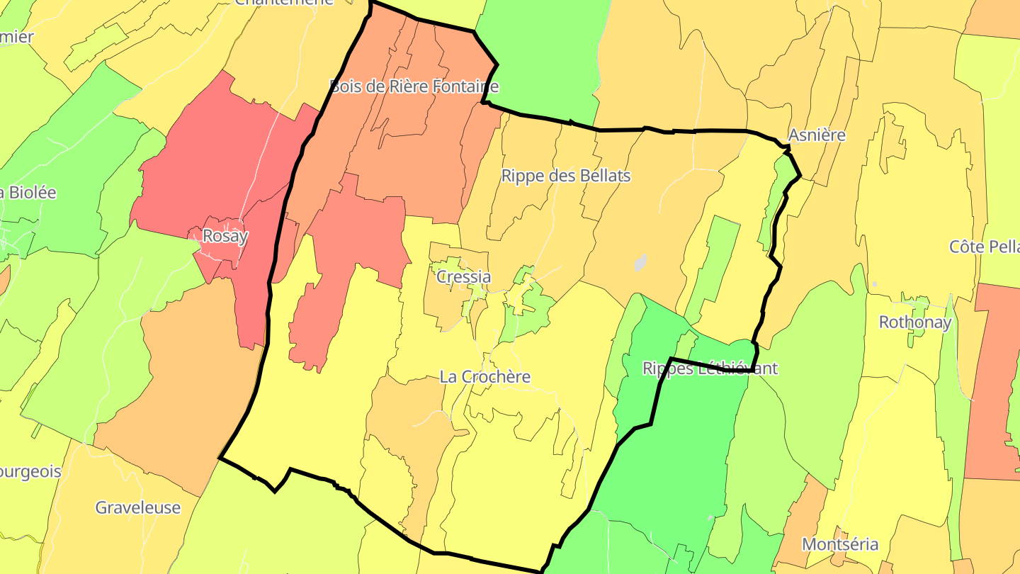 Carte des prix de l'immobilier Cressia
