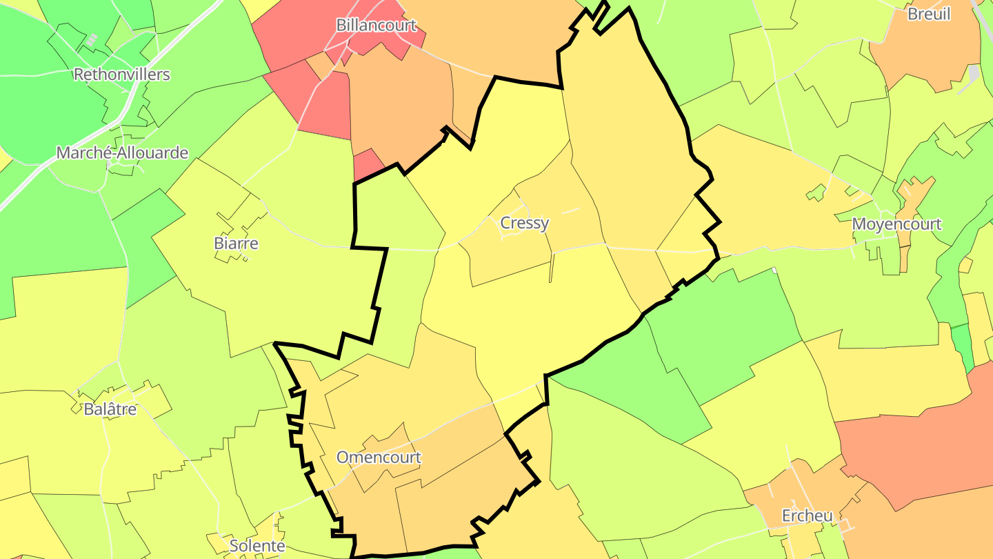 Carte des prix de l'immobilier Cressy-Omencourt