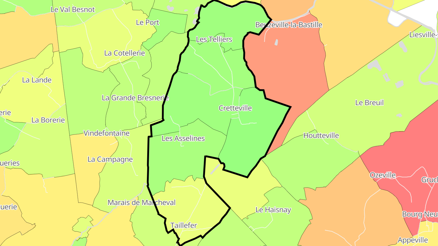 Carte des prix de l'immobilier Cretteville