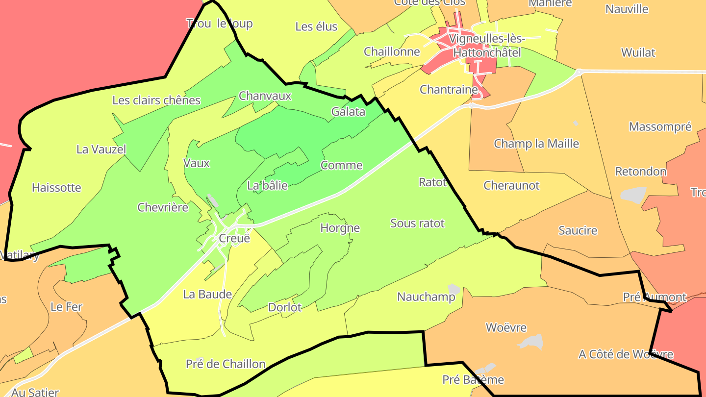 Carte des prix de l'immobilier Creuë