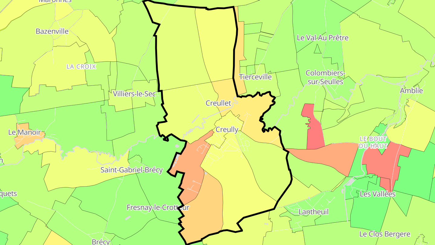 Carte des prix de l'immobilier Creully