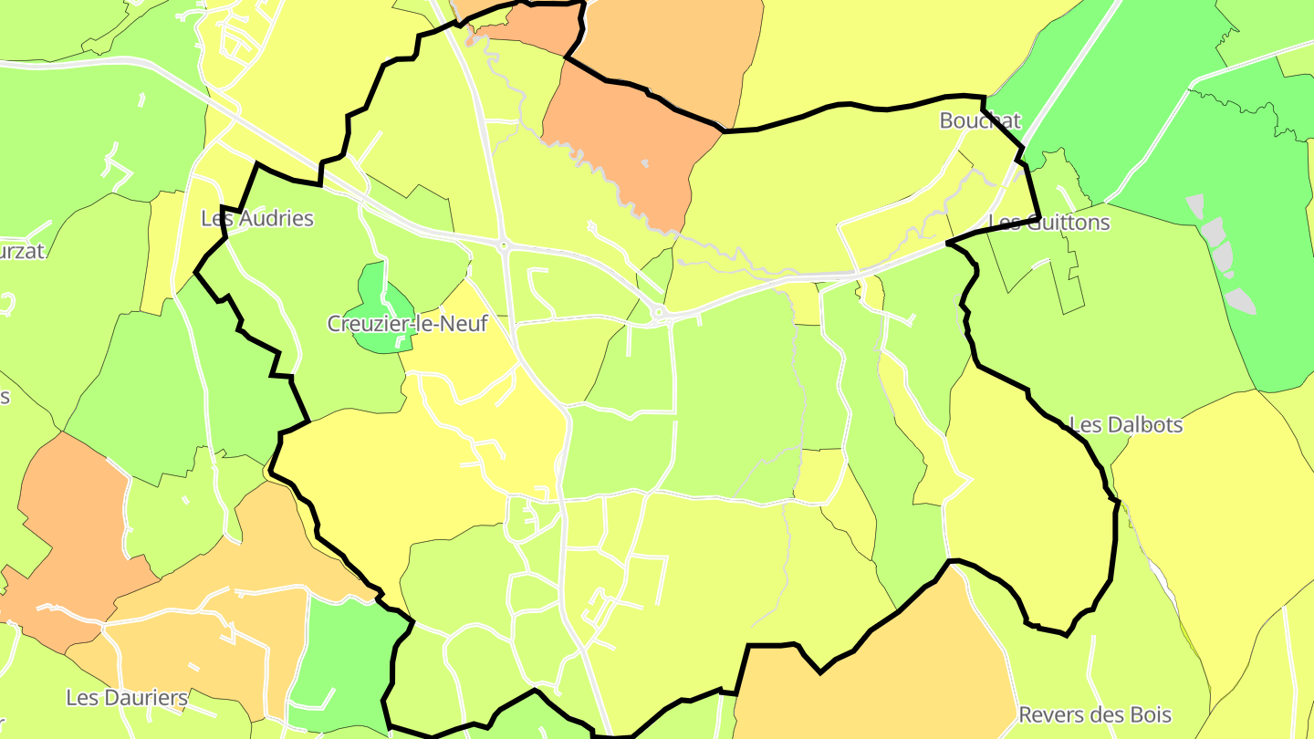 Carte des prix de l'immobilier Creuzier-le-Neuf