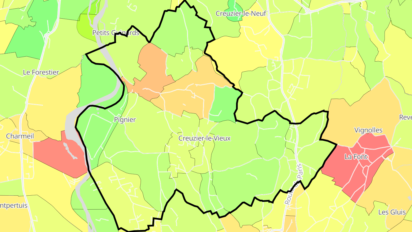 Carte des prix de l'immobilier Creuzier-le-Vieux