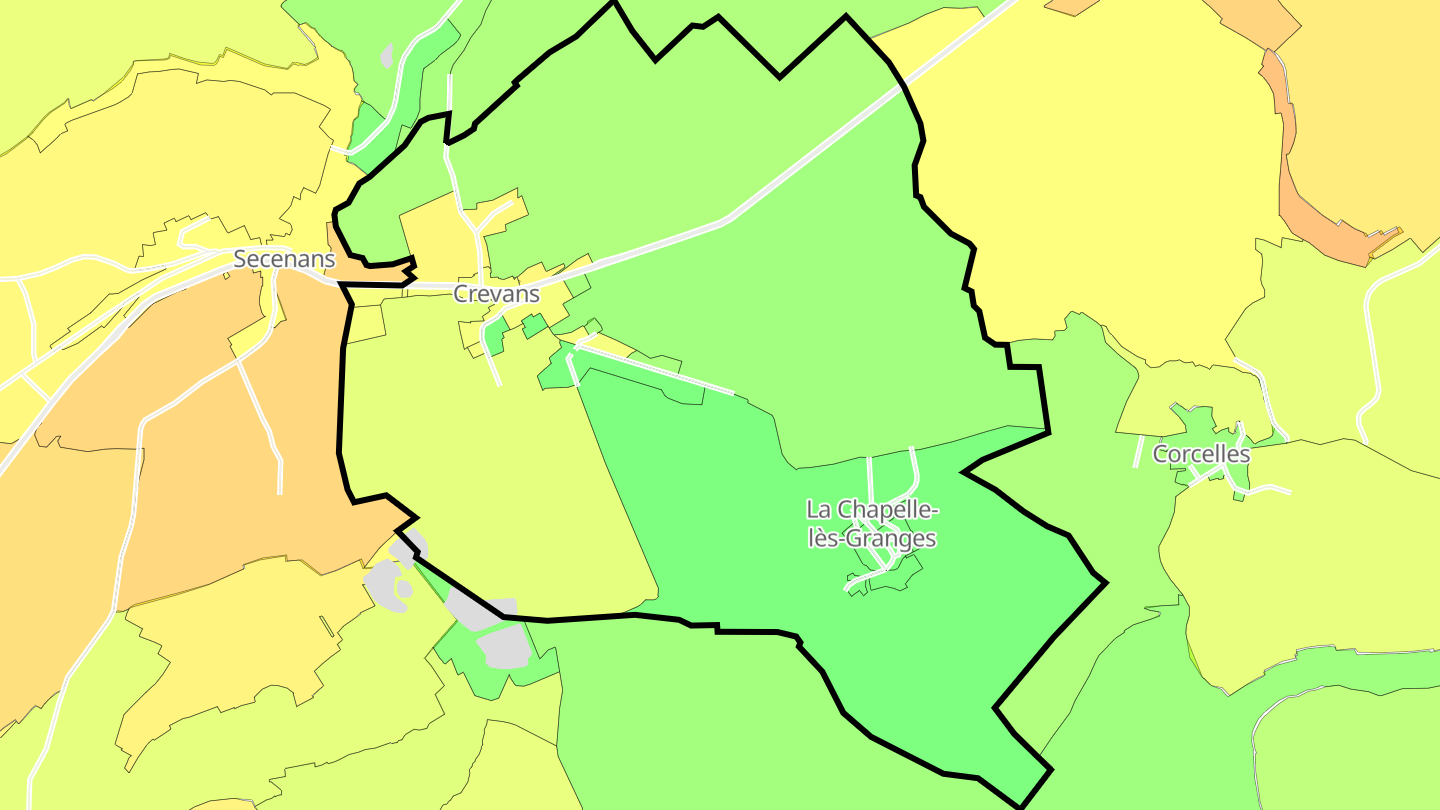 Carte des prix de l'immobilier Crevans-et-la-Chapelle-lès-Granges