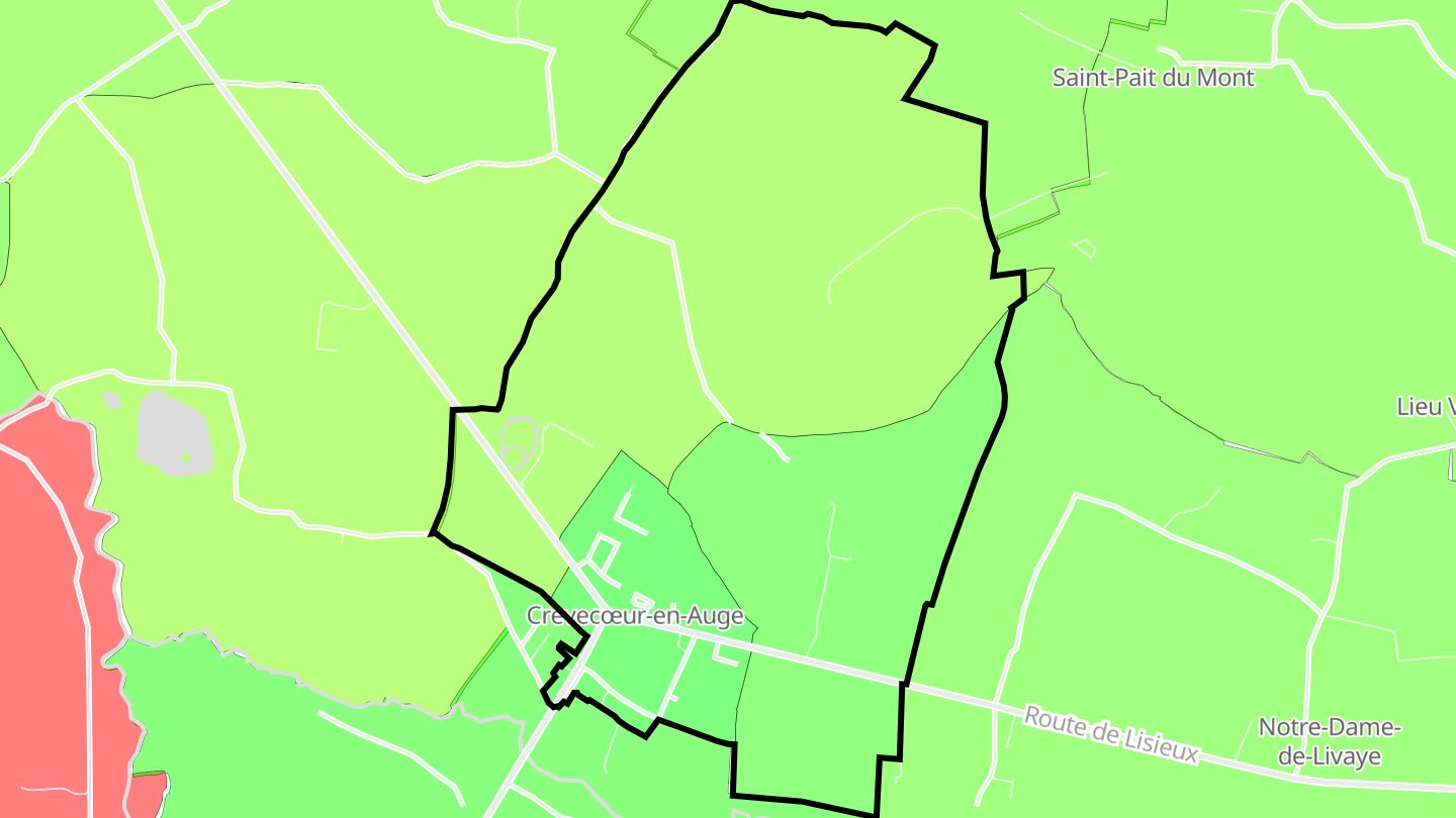 Carte des prix de l'immobilier Crèvecœur-en-Auge