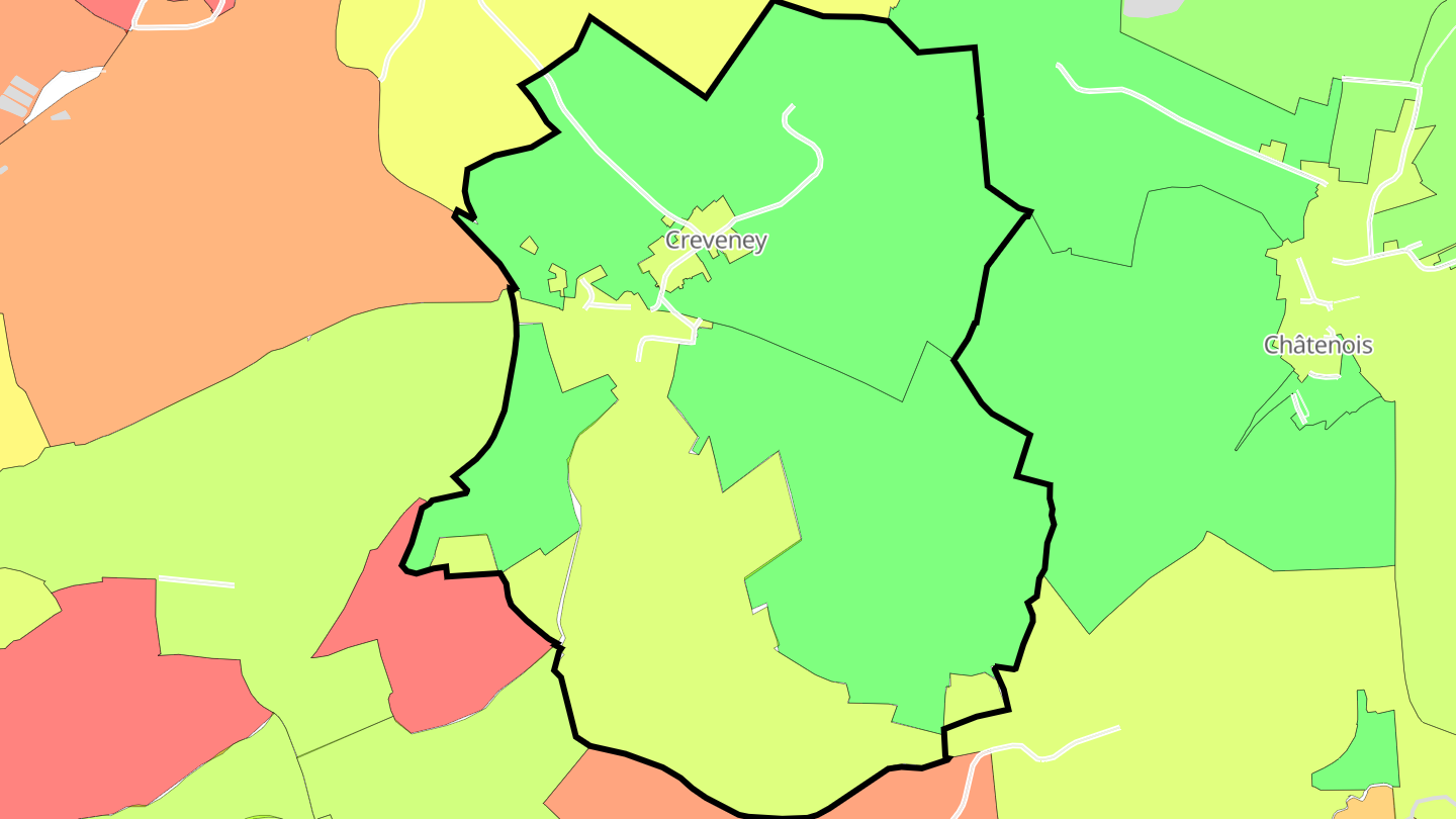 Carte des prix de l'immobilier Creveney