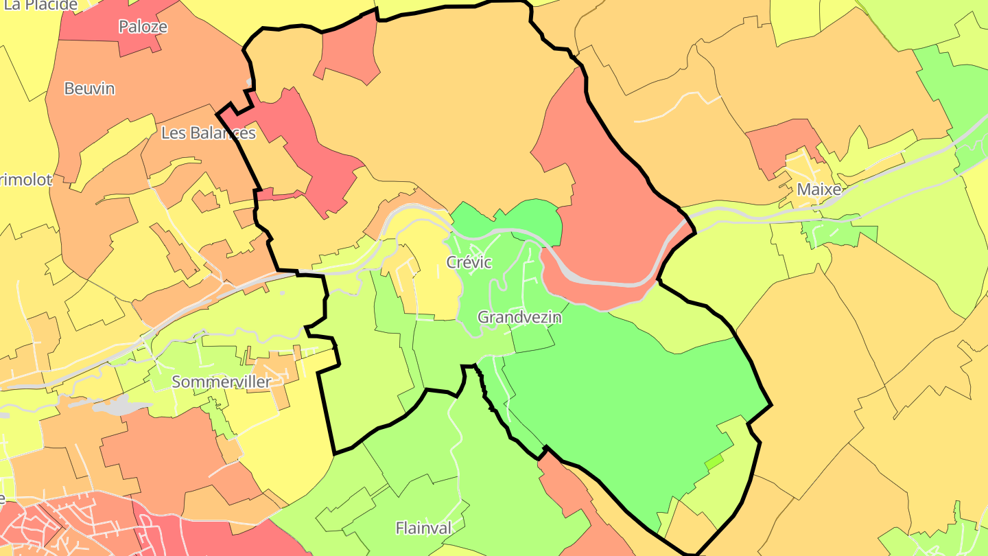 Carte des prix de l'immobilier Crévic
