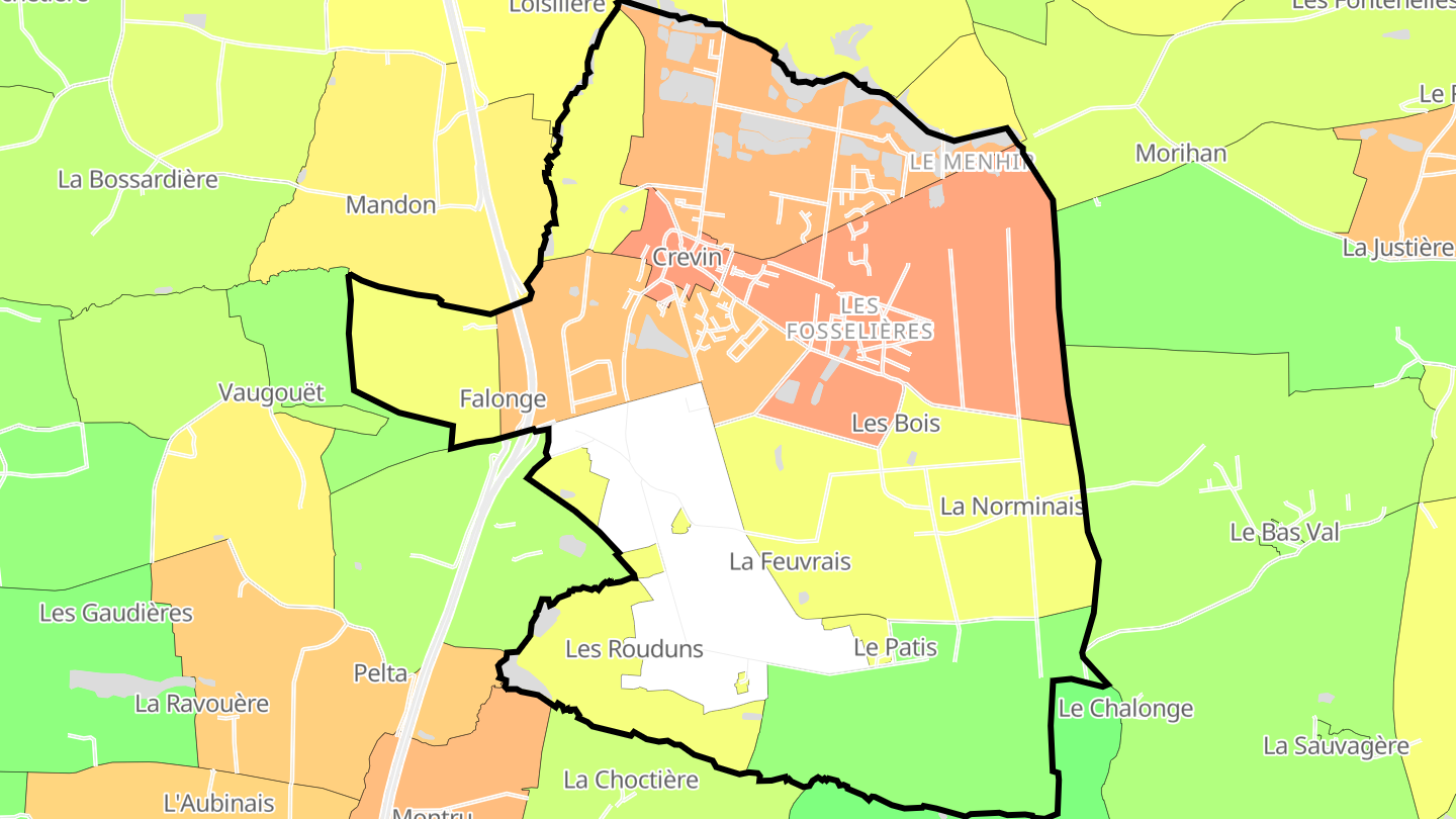 Carte des prix de l'immobilier Crevin