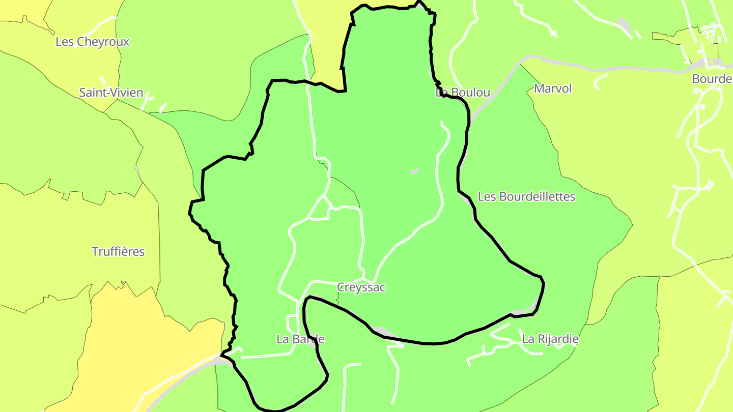 Carte des prix de l'immobilier Creyssac