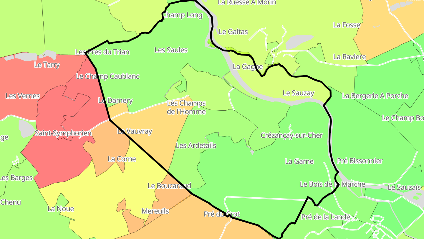 Carte des prix de l'immobilier Crézançay-sur-Cher
