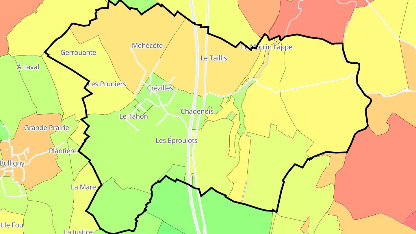 Carte des prix de l'immobilier Crézilles