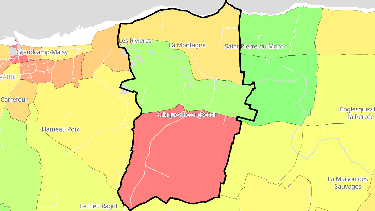 Carte des prix de l'immobilier Cricqueville-en-Bessin