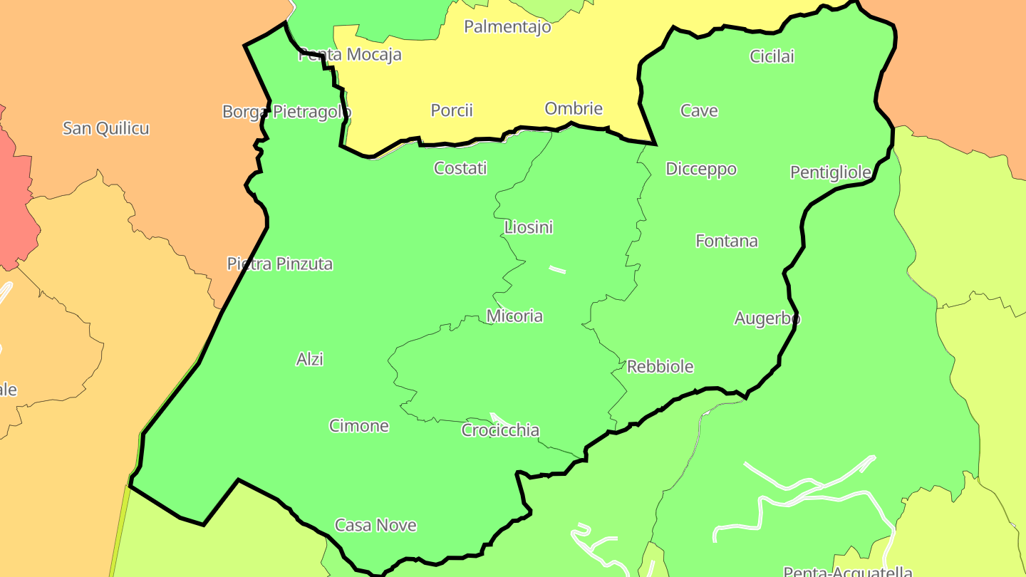 Carte des prix de l'immobilier Crocicchia