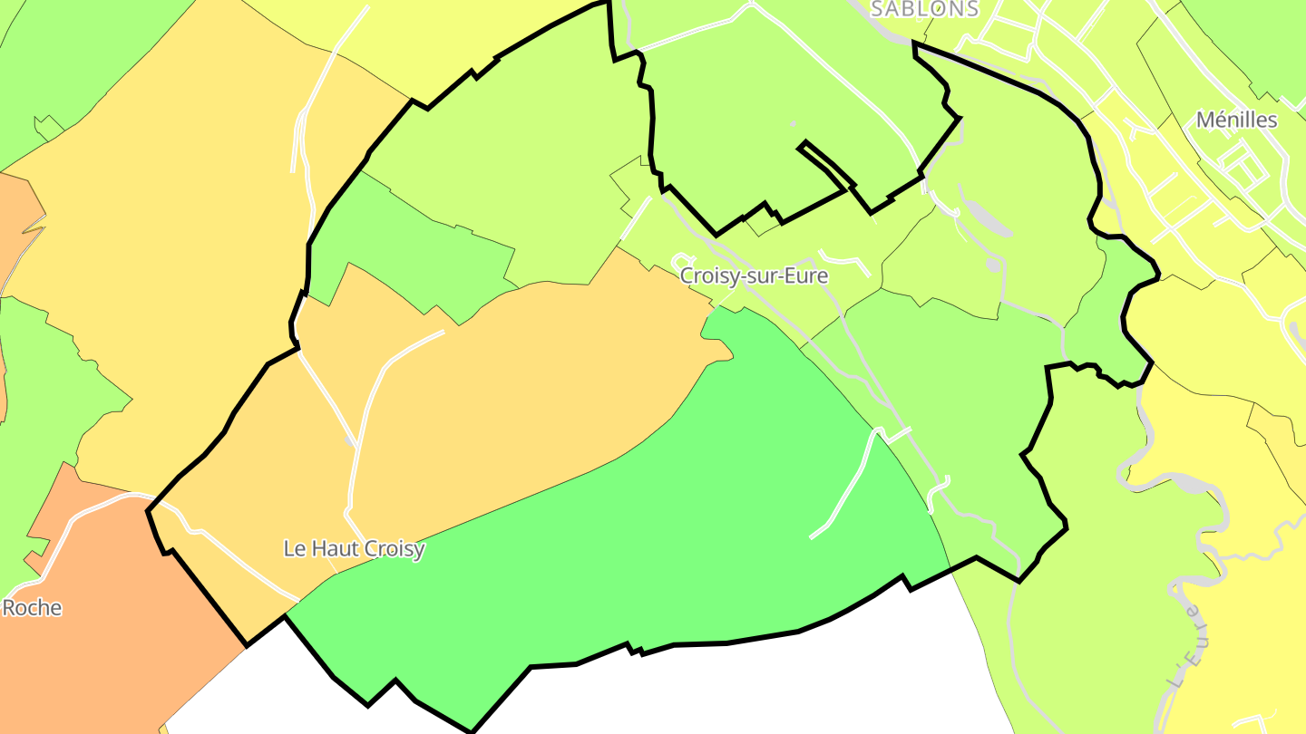 Carte des prix de l'immobilier Croisy-sur-Eure