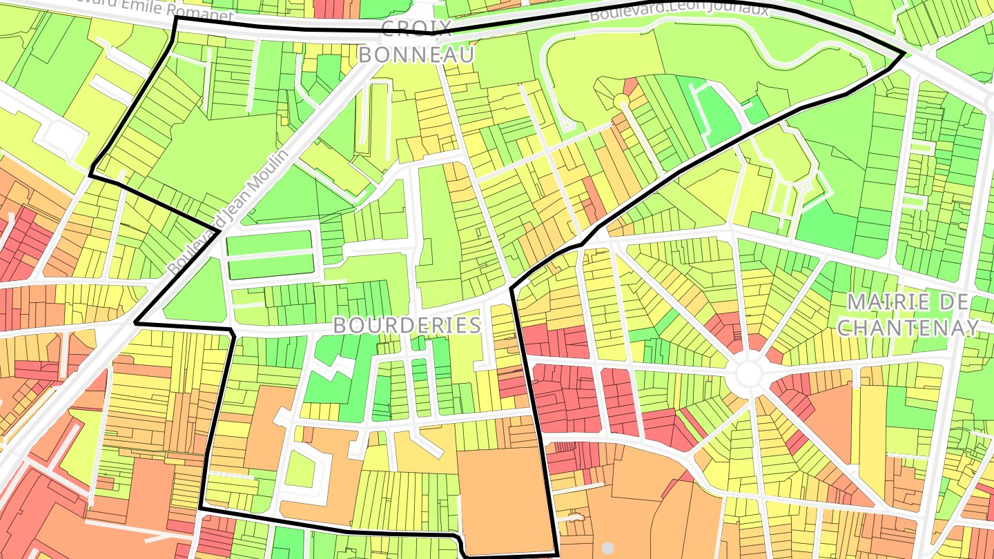 Carte des prix de l'immobilier Croix Bonneau - Bourderies