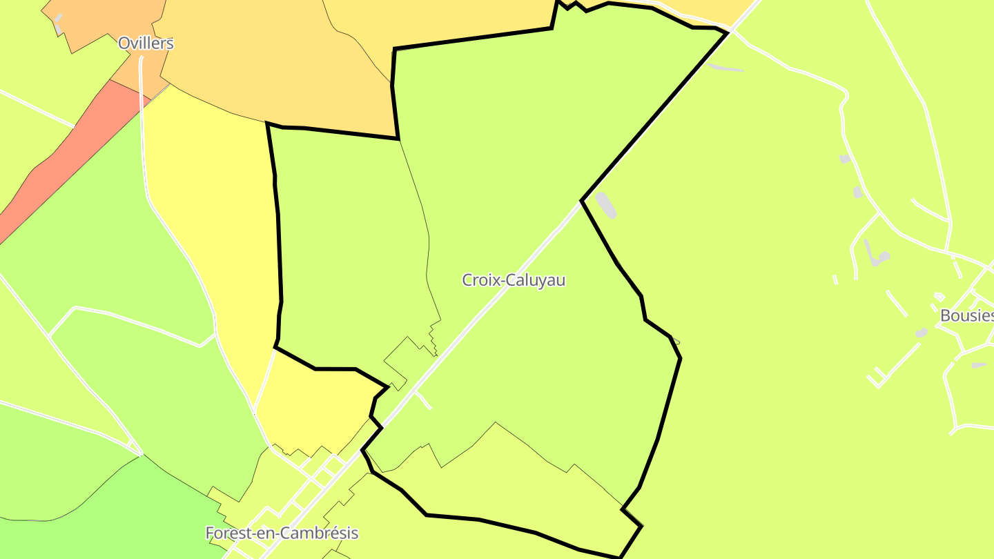 Carte des prix de l'immobilier Croix-Caluyau