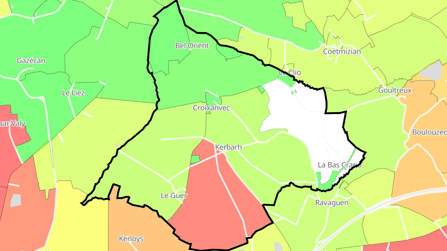 Carte des prix de l'immobilier Croixanvec