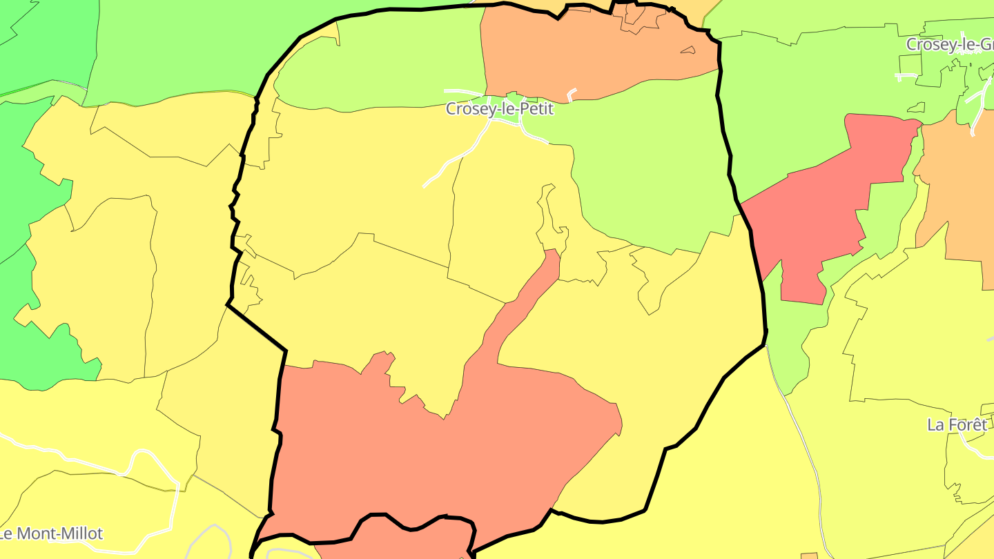Carte des prix de l'immobilier Crosey-le-Petit
