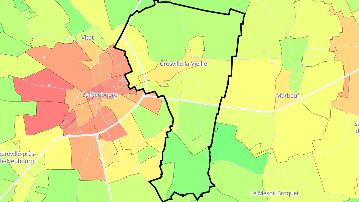 Carte des prix de l'immobilier Crosville-la-Vieille