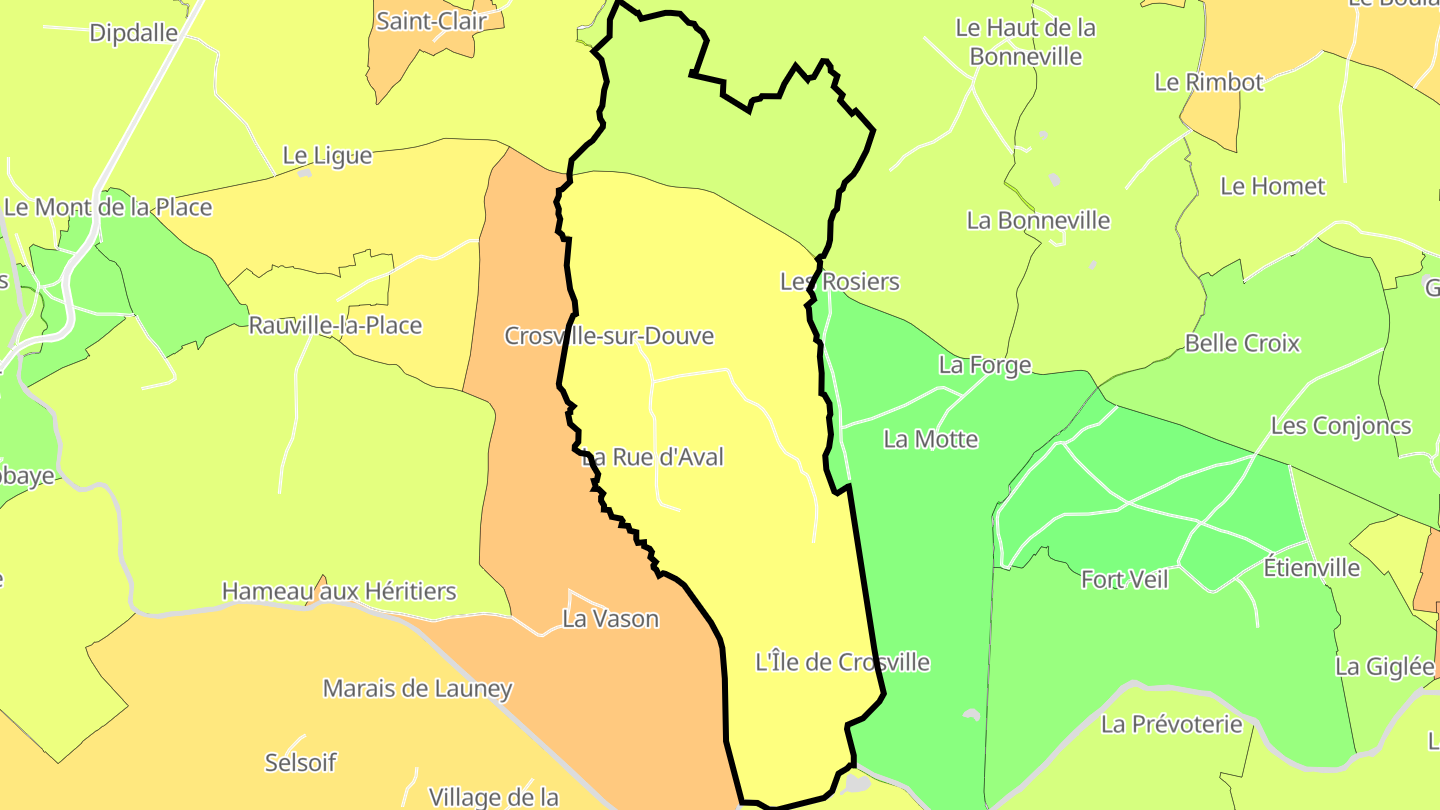 Carte des prix de l'immobilier Crosville-sur-Douve