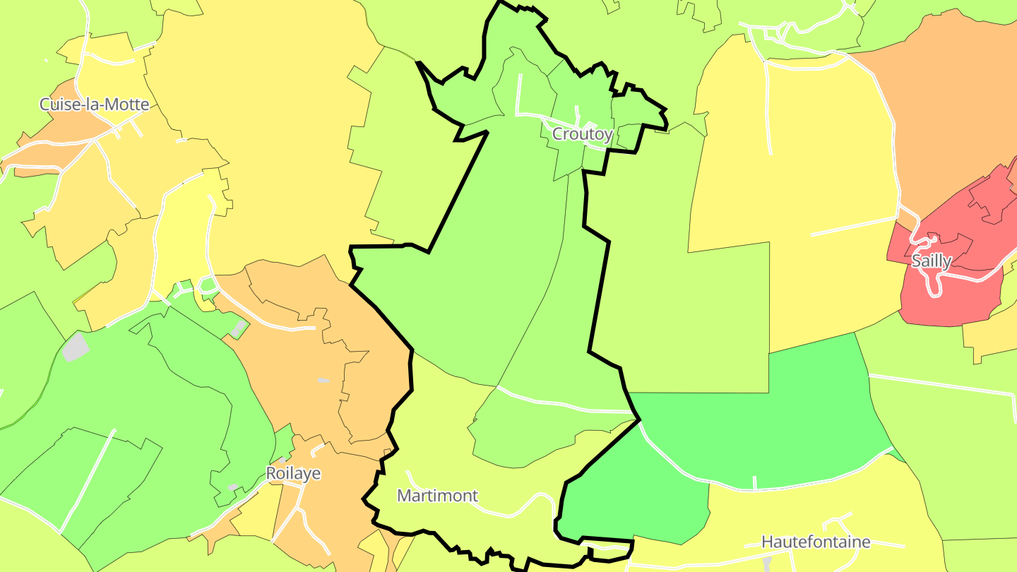 Carte des prix de l'immobilier Croutoy