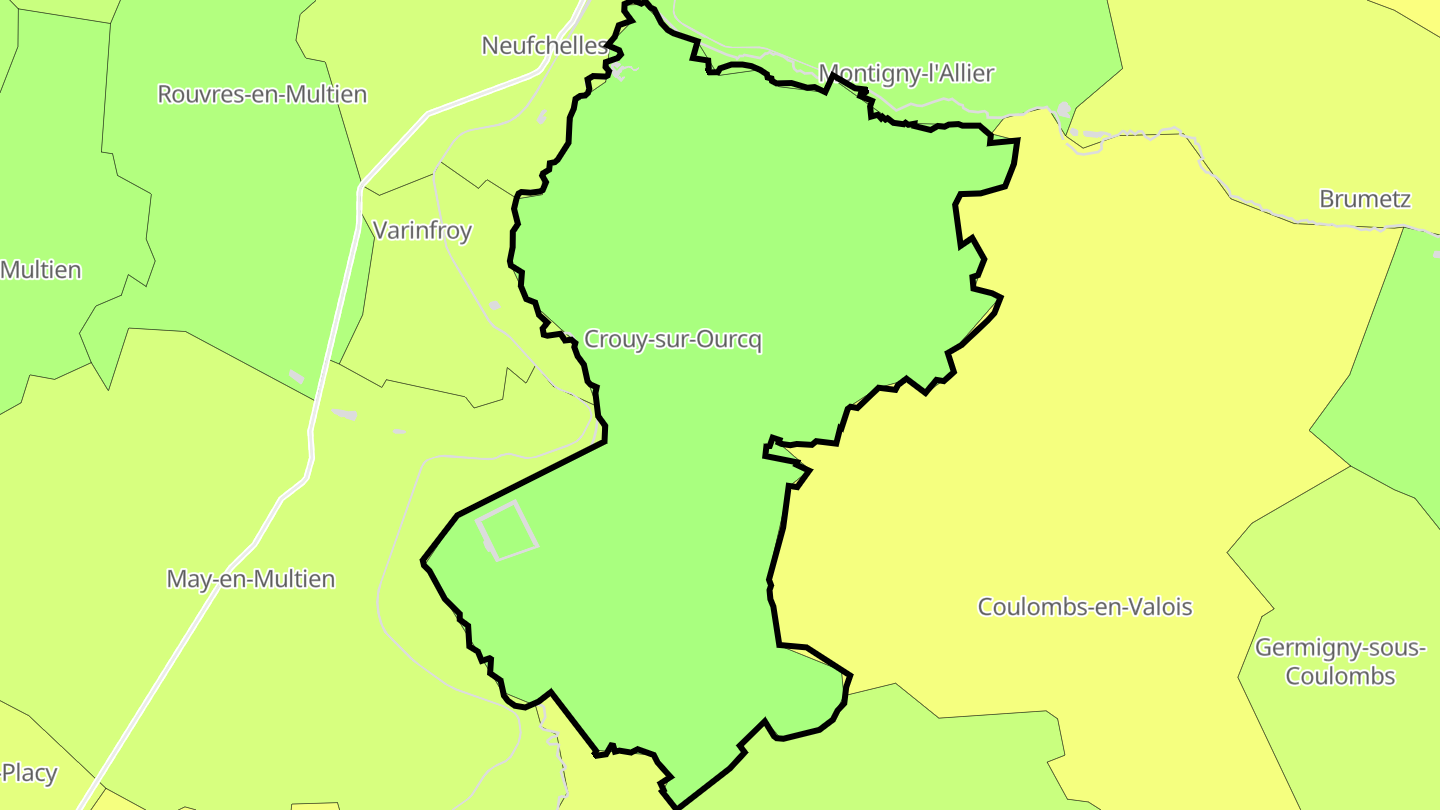 Carte des prix de l'immobilier Crouy-sur-Ourcq