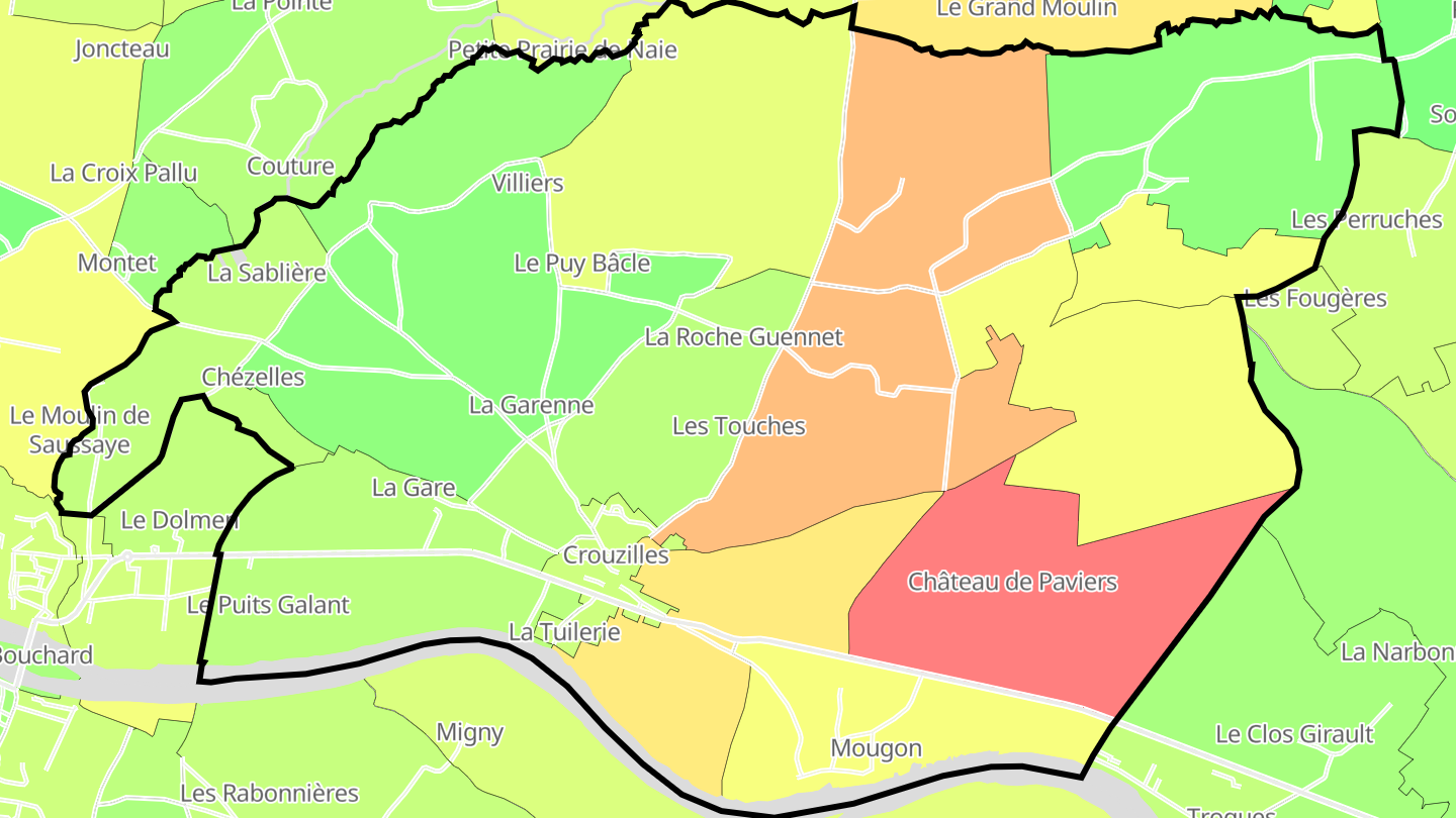 Carte des prix de l'immobilier Crouzilles