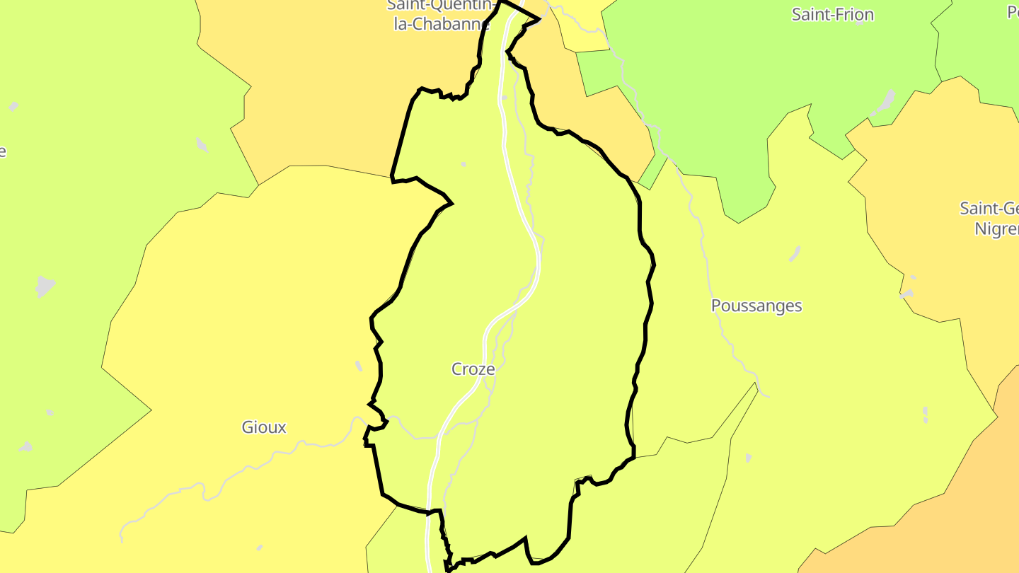 Carte des prix de l'immobilier Croze