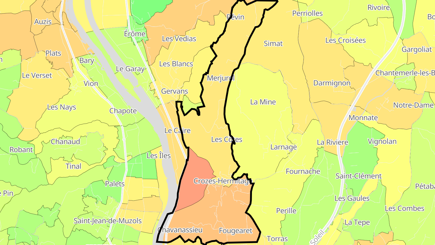 Carte des prix de l'immobilier Crozes-Hermitage