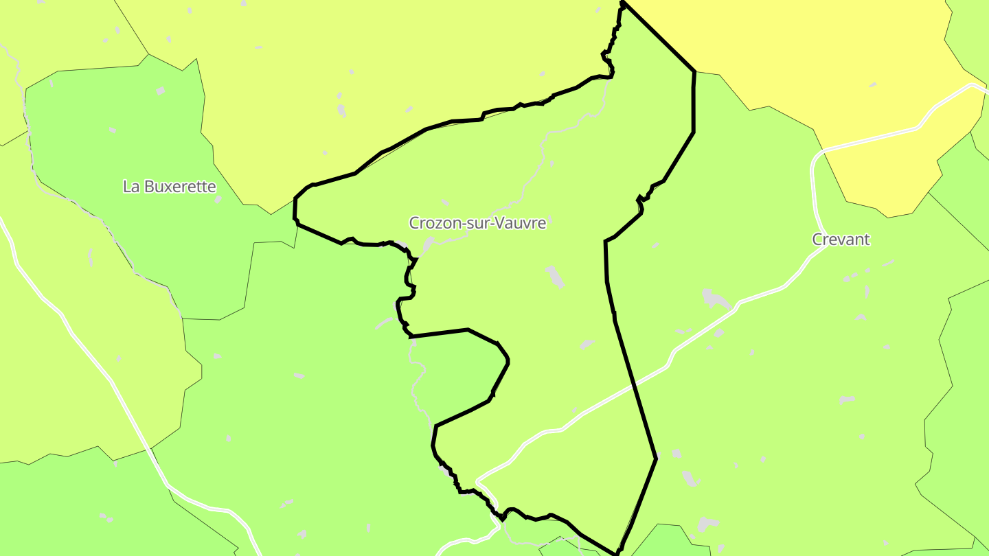 Carte des prix de l'immobilier Crozon-sur-Vauvre